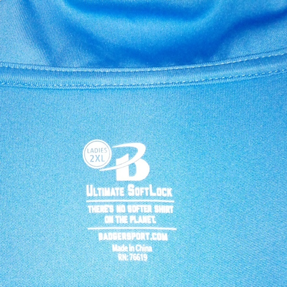 "B" Blue/gray long 1/4 zip-up w/ (Baseball logo) thumb CUT out sleeve SIZE: 2XL - Picture 5 of 6